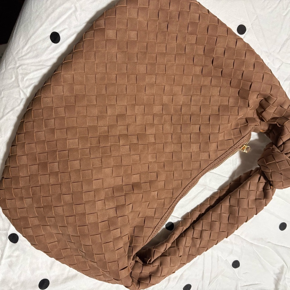 Brown Woven Shoulder Bag